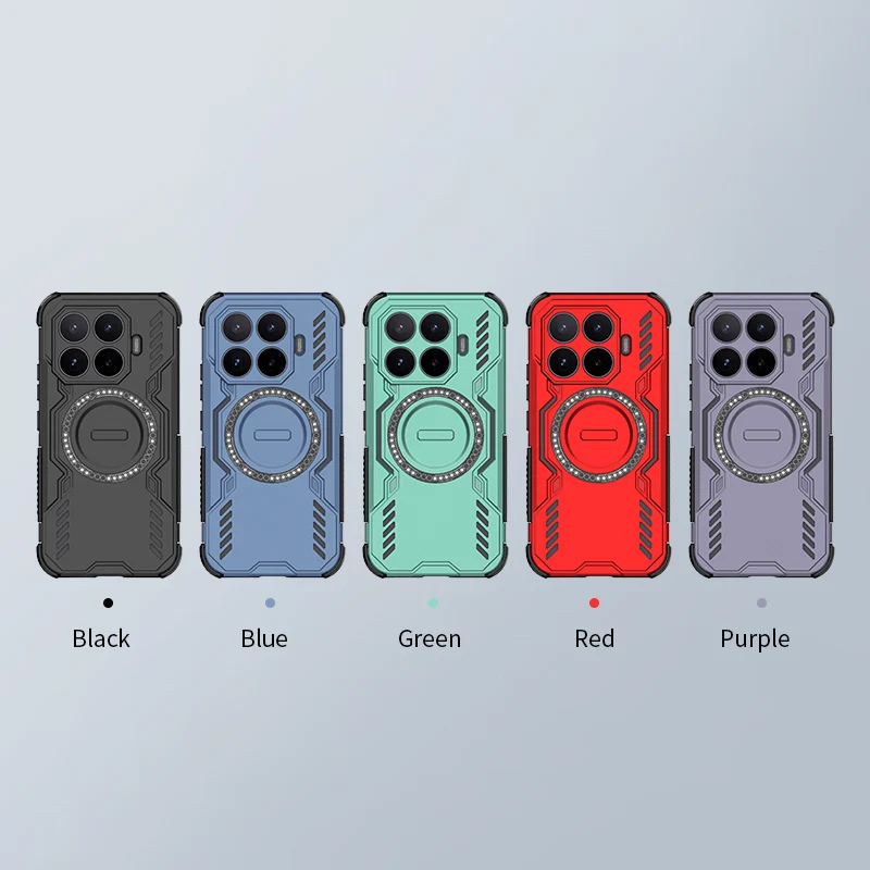 Magnetic Armor Shockproof Phone Case with Heat Dissipation and TPU Frame
