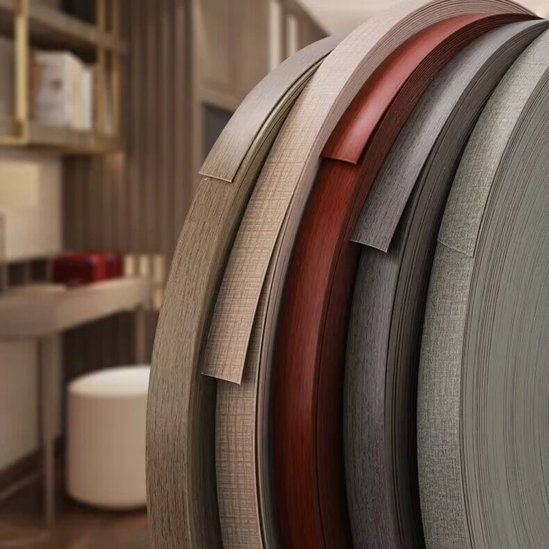 Edge Banding Wood Grain PVC 22mm x 100 meters for Machine Rosewood Apple Teak Cherry Bubinga