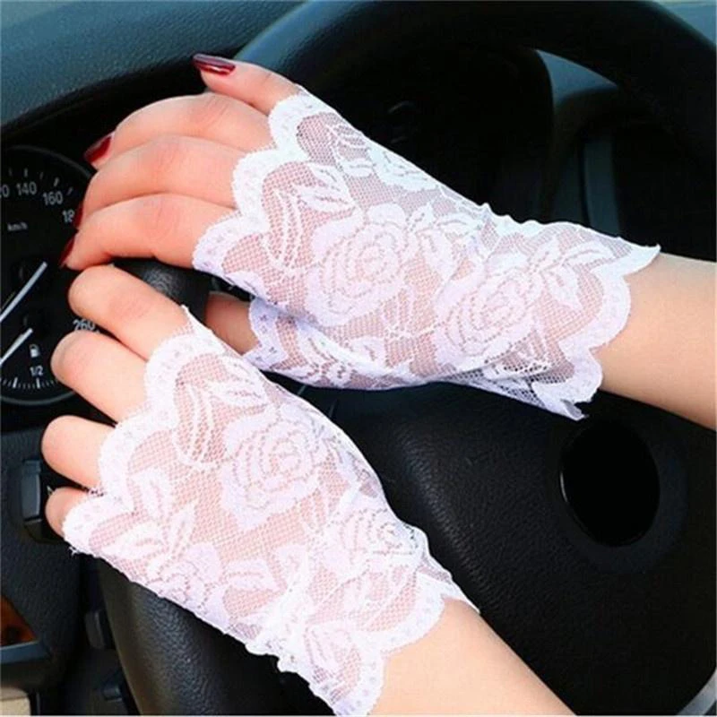 

New Womens Sailor Dance Long Fingerless Lace Gloves Ladies Half Finger Tulle Sexy Fishnet Mittens Elegant Short Driving Gloves