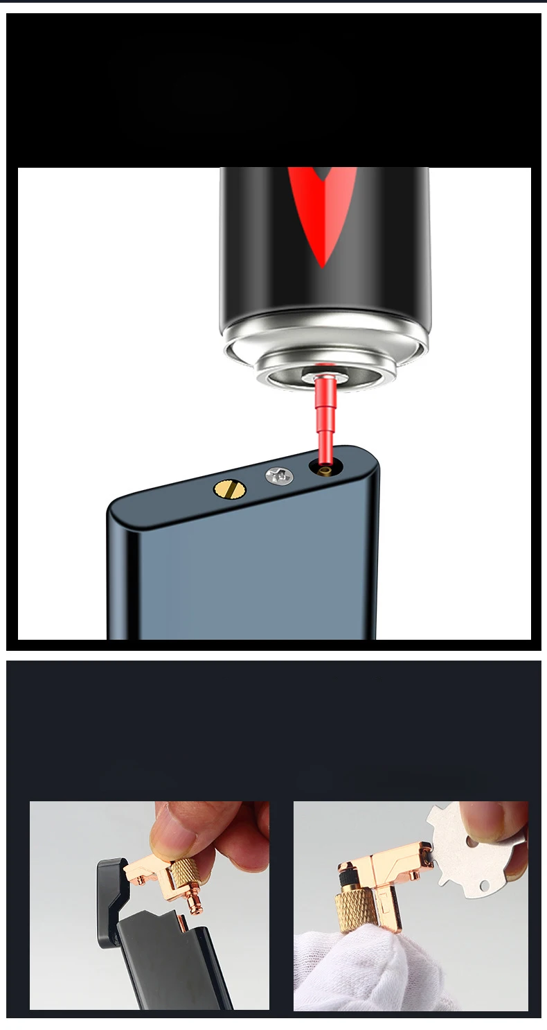 Personality Portable Metal Slender Wheel Lighter Butane Gas Open Flame Lighter Mini Cigarette Lighter Gadget Men's Gift 2025 New