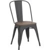 Metal Dining Chair Stackable Industrial Vintage Kitchen Chairs Indoor-Outdoor Bistro Cafe Side Chairs with Back and Wooden Seat 4