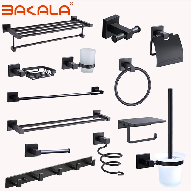 ห้องน้ำอลูมิเนียมชุดฮาร์ดแวร์ชั้นวางผ้าขนหนูที่ยึดกระดาษที่ใส่แปรงในห้องน้ำผ้าเช็ดตัวผู้ถือแถว Hook Hook กิจกรรมบาร์ 1