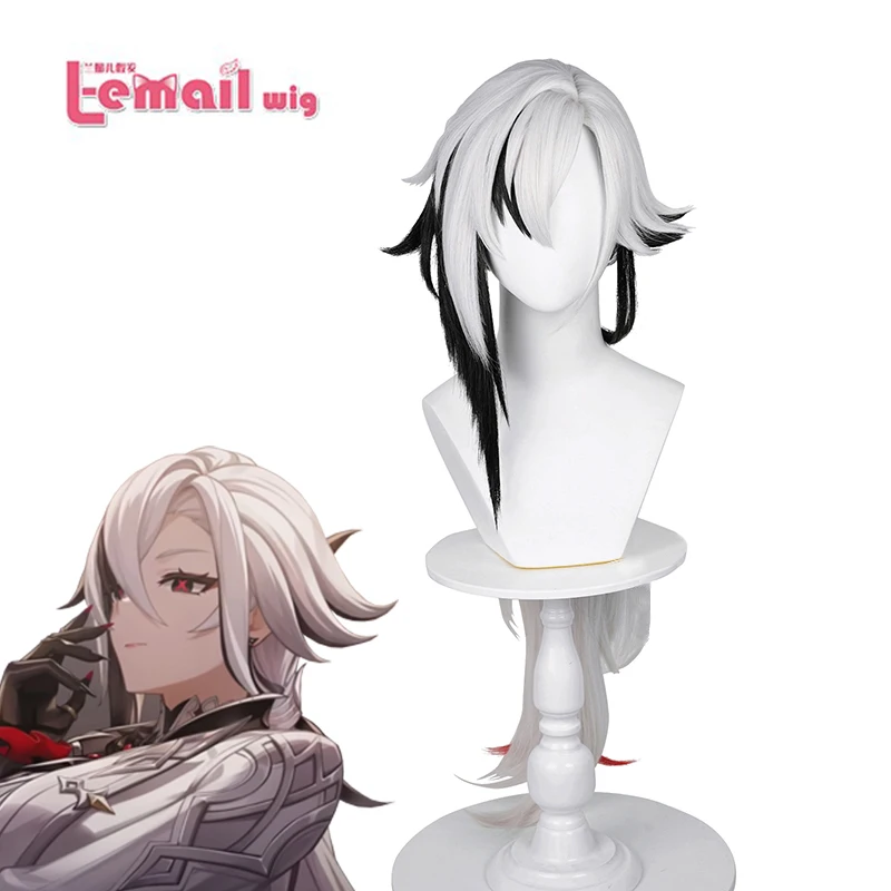 L-email wig Synthetic Hair Game Genshin Impact Arlecchino Cosplay wig 83cm Long Mixed Color With Ponytail Heat Resistant Wig l email wig synthetic hair yoisaki kanade cosplay wig game project sekai colorful stage long light blue wig heat resistant wigs
