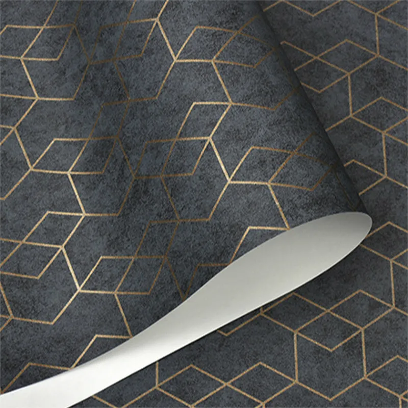 Dark Grey Luxury Geometric Wallpaper Roll Black Gray Wall Paper Modern Design Bedroom Living Room Background Home Wall Decor