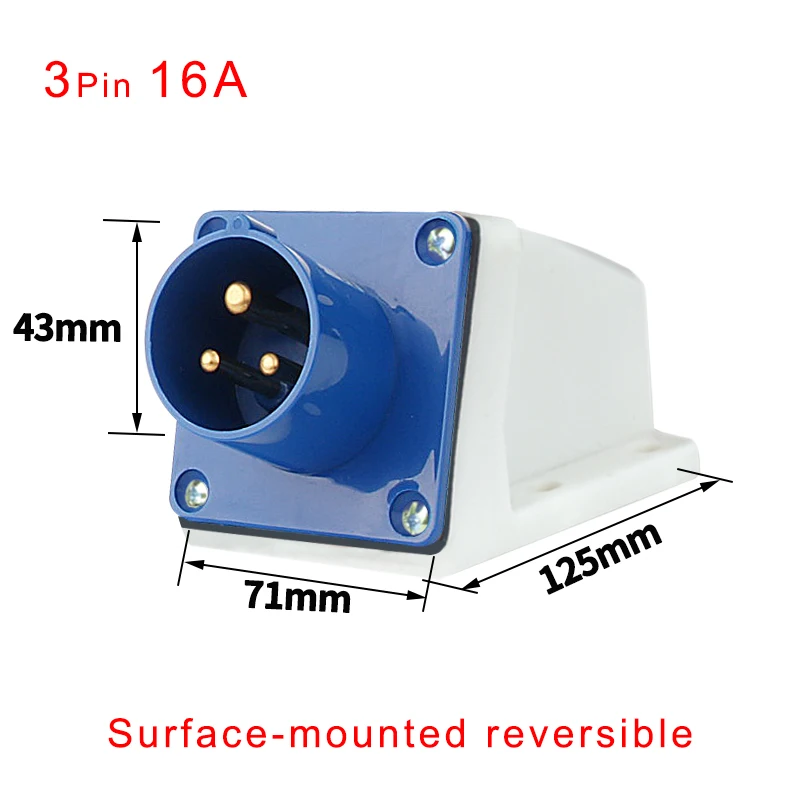 Heavy-Duty Waterproof & Dustproof Industrial Plug, Male & Female Connectors, Wall & Panel Mount, 16A/32A, 3-Pole, 5-Pin, High Voltage