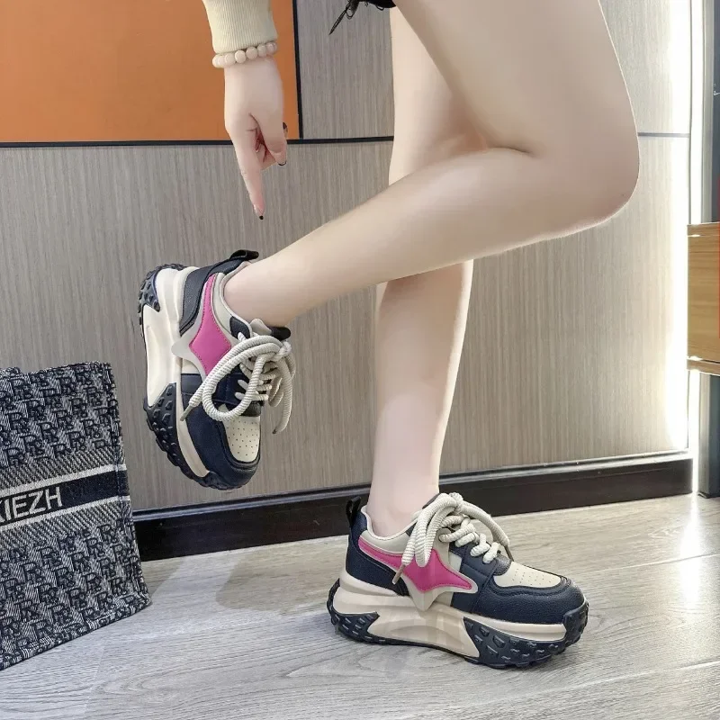 

Женские кроссовки на массивной платформе, дышащие Спортивные кроссовки на танкетке, весна-осень 2023