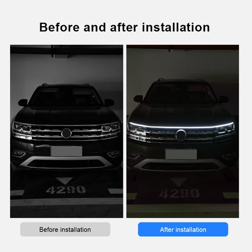 SEAMETAL-자동차 후드 주간 주행등 범용 시작 스캔 LED 다이나믹 DRL 12V 유연한 장식 조명 스트립 방수, 차량 후드 조명 2