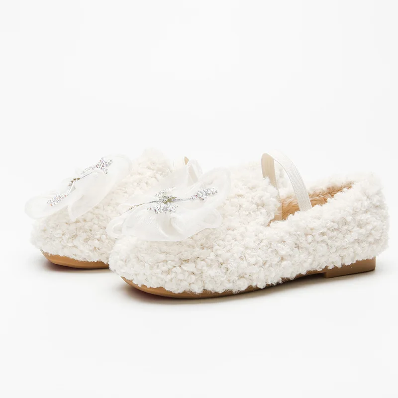 

Winter Girls' Indoor and Outdoor Walking Shoes Flat Sole Soft Fleece Inside Kids Casual Shoes Baby Comfortable Warm Footwear