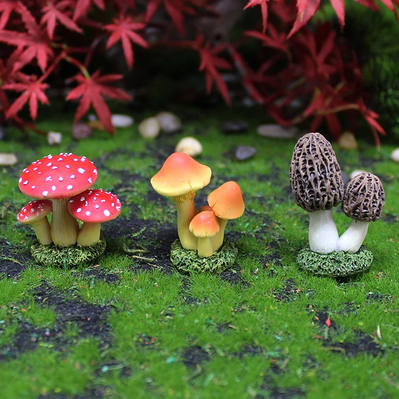 Mini Simulate Mushroom Figurine Ornaments Moss Micro Garden Landscape Decoration DIY Succulent Plant Flowerpot Lawn Resin Crafts
