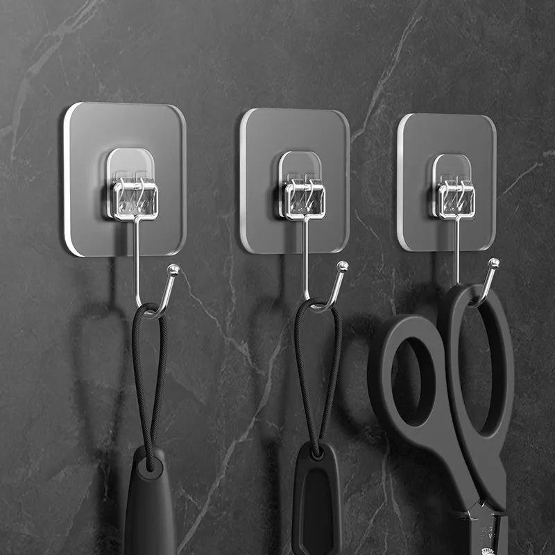 10Pcs Traceless wall hanging suction cup hook powerful adhesive without punching kitchen bathroom transparent adhesive hook