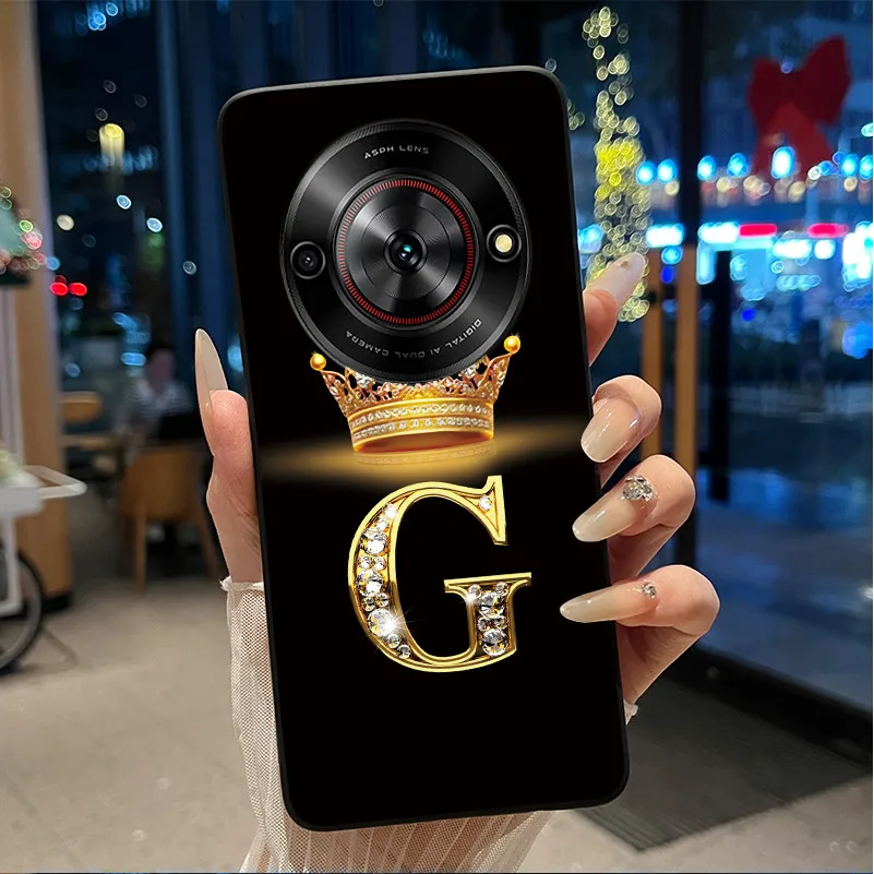 Vibrant Shockproof Soft Phone Case with Crown Letter Design