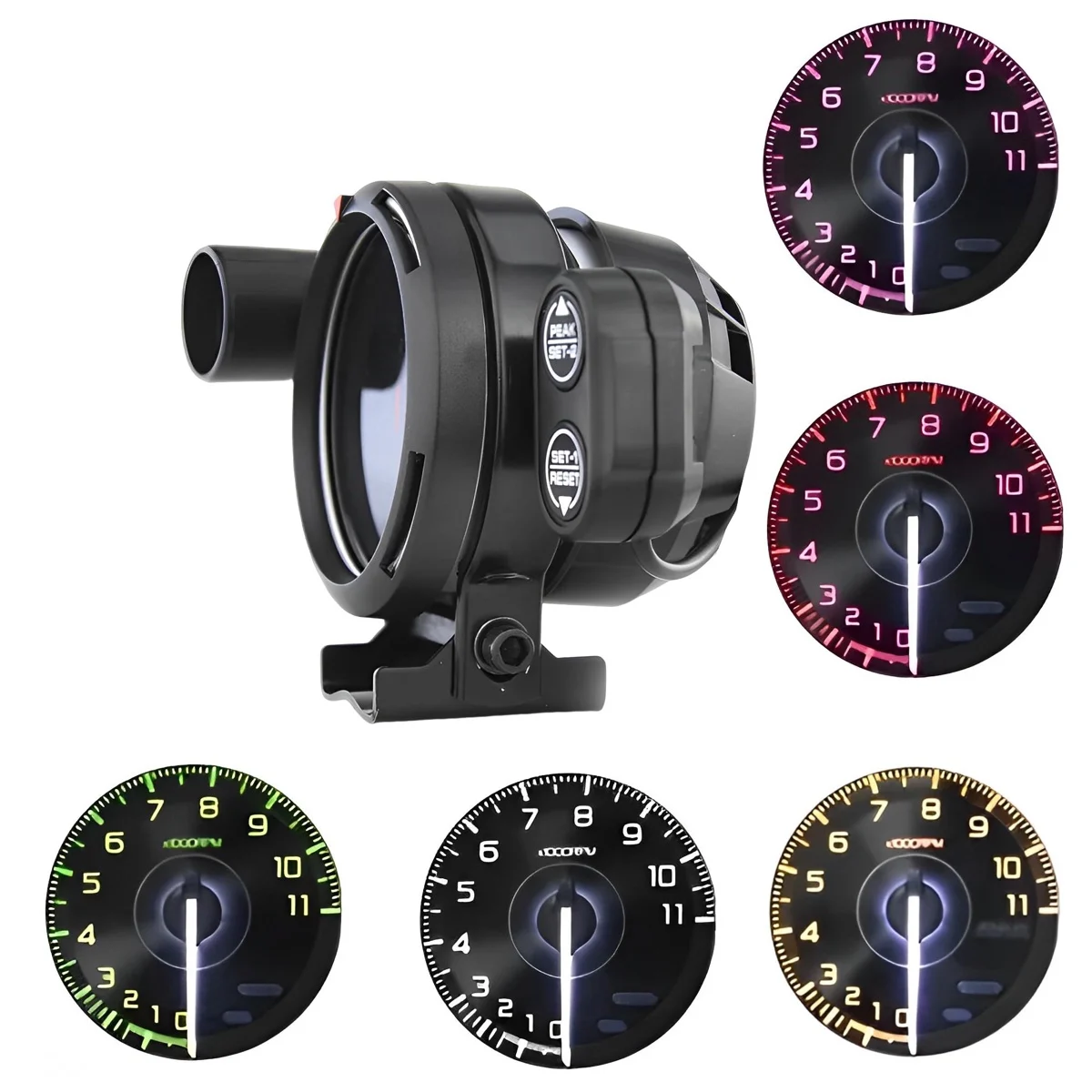 DEFY ADVANCE A1 Tachometer 80mm 7 Colors 11000 RPM Gauge 3.75 Inch Car Racing Gauge with Shift Light & PEAK 1~8 Cylinders Engine