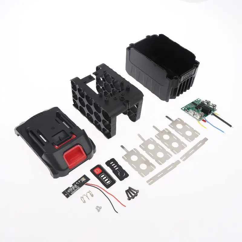 1 세트 BMS PCBA 보호 회로 기판 박스 쉘 10/15/20/30X18650 리튬 배터리 21V 하우징 소켓 용 리튬 이온 배터리 케이스