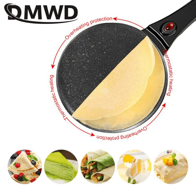 800W Electric Crepe Maker Non-stick Medical stone coat Pizza Pancake Baking pan Spring roll Rice wrap Baking Washable surface