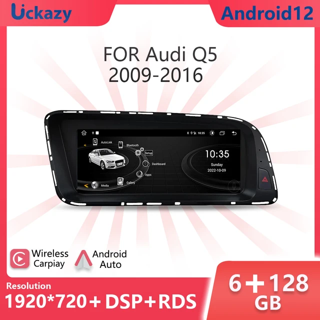 1920*720 Wireless Carplay AutoRadio Android 12 For Audi Q5 2009-2016 Screen  Multimedia Stereo Audio GPS Navigation 4G Head Unit