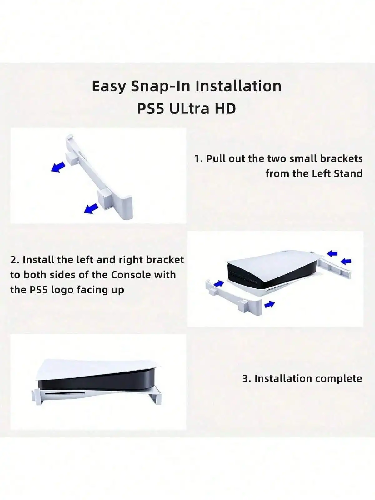 Sleek Horizontal Console Stand for PlayStation 5, Includes Base Accessory