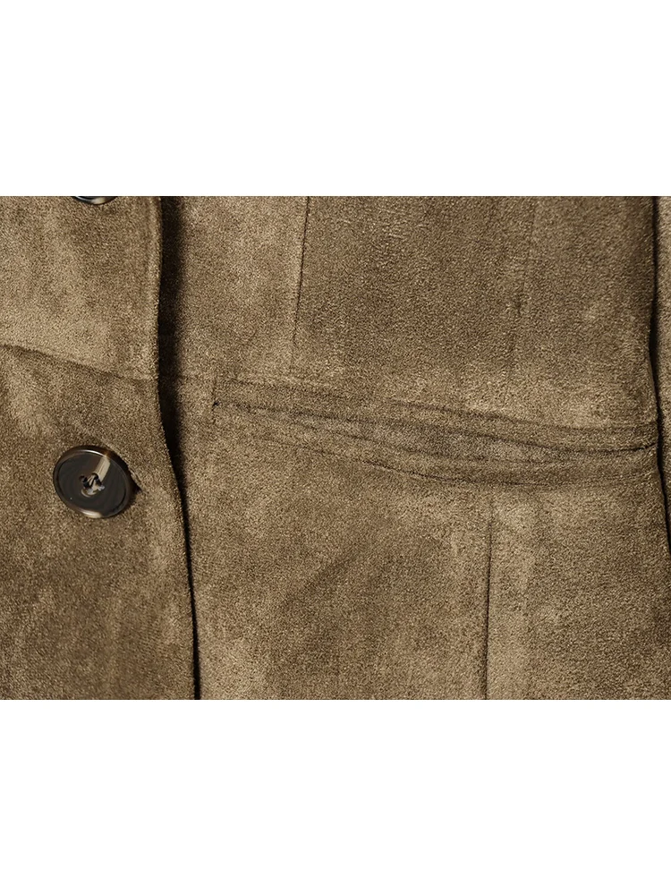 Women's Double-Breasted Blazer Stylish Lapel Collar Casual Versatile Jacket Top Fashion Ladies Office Commuting Suit Coat