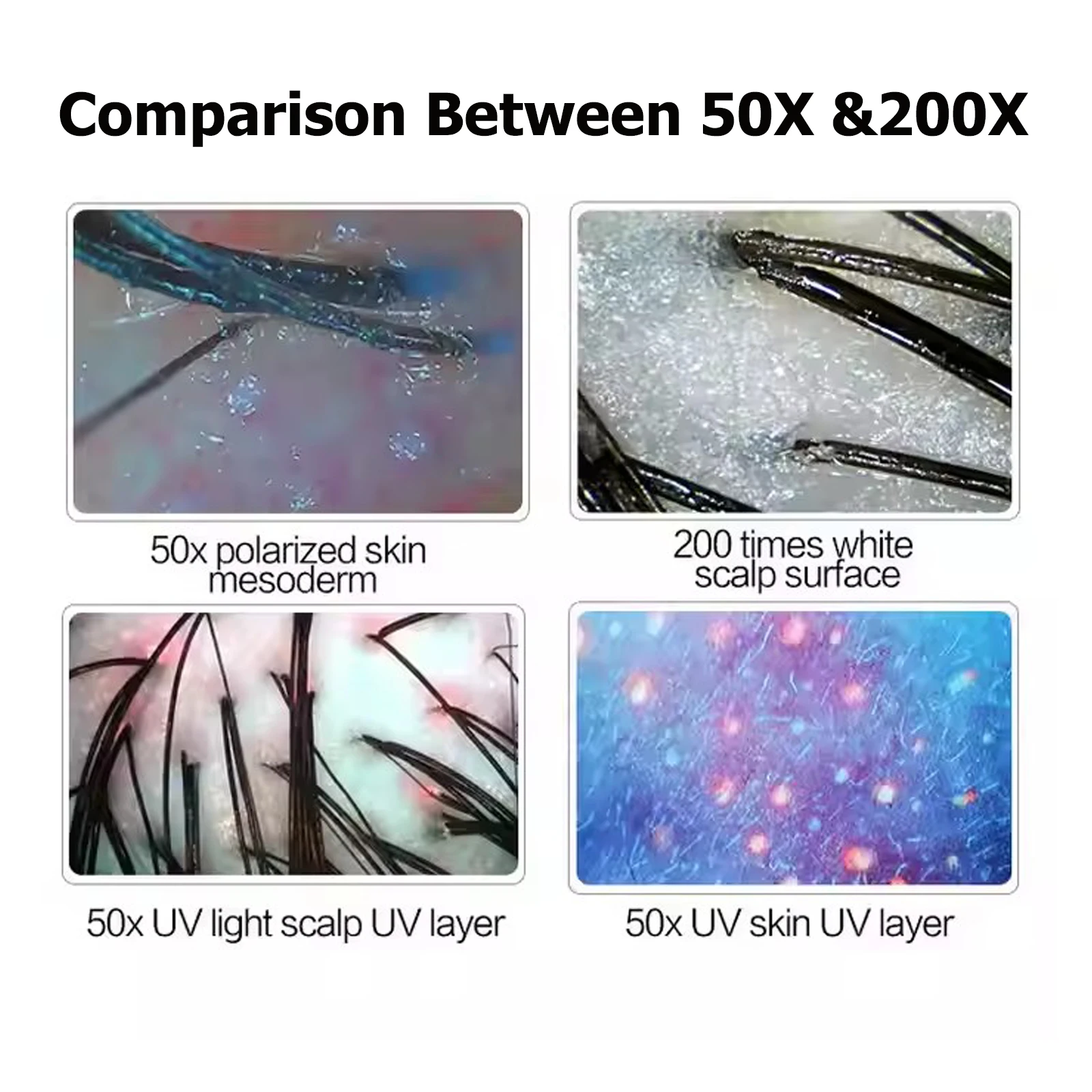 10 Inch LCD Scalp Detector Digital Hair Skin Analyzer Microscope for Hair Follicle Testing and Skin Analysis Magnifier 50/200X