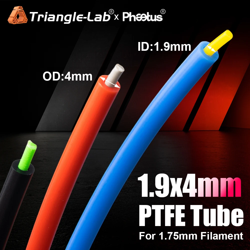 Trianglelab 1,9x4mm ID1,9mm OD4mm PTFE-Schlauch Teflonto für Ender 3 Prusa L3 Voron 3D Bowden Extruder 1,75mm Filament Blau Rot Schwarz