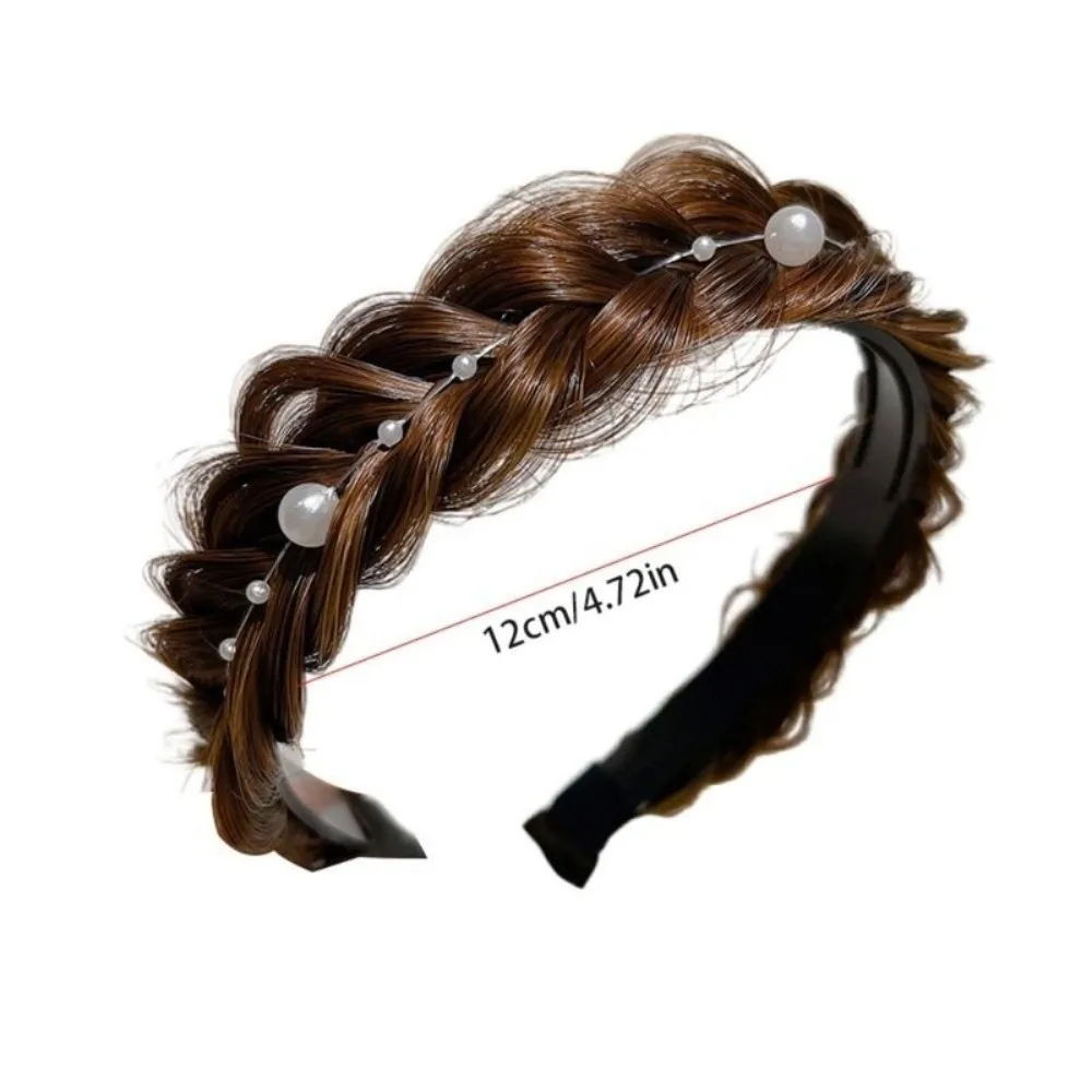 Fashion Handmade Synthetic Twisted Wig Headband Retro Style Stretch Design Non-slip Headband Wide Hairband Women