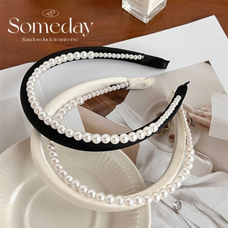 

Fashion Pearl Women Hairbands Vintage Elastic Princess Women Hair Hoop Bands Headband Bezel Girls Hairband Accessories Headdress