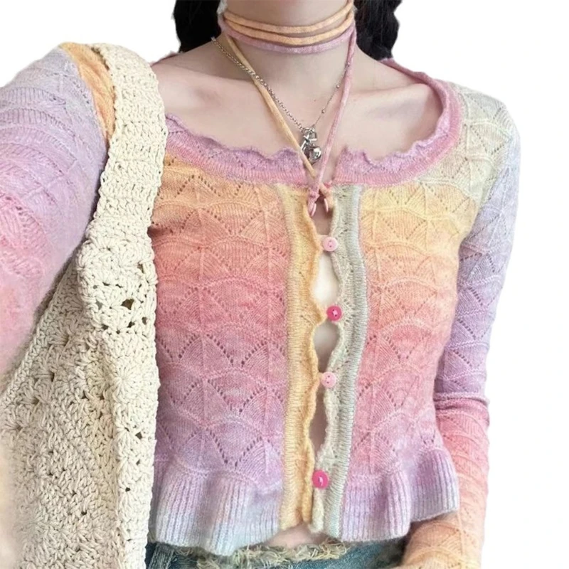 

Женский вязаный укороченный свитер, свитер с открытым передом, повседневная рубашка с длинными рукавами, топы