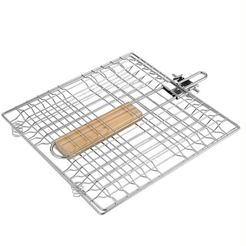 304 Stainless Steel Barbecue Grilling Basket Grill Net Mat Vegetable Steak Meat Fish Mesh Holder Outdoor Picnic BBQ Cooking Tool