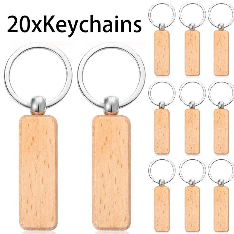 

20 шт., деревянные пустые Брелоки для ключей