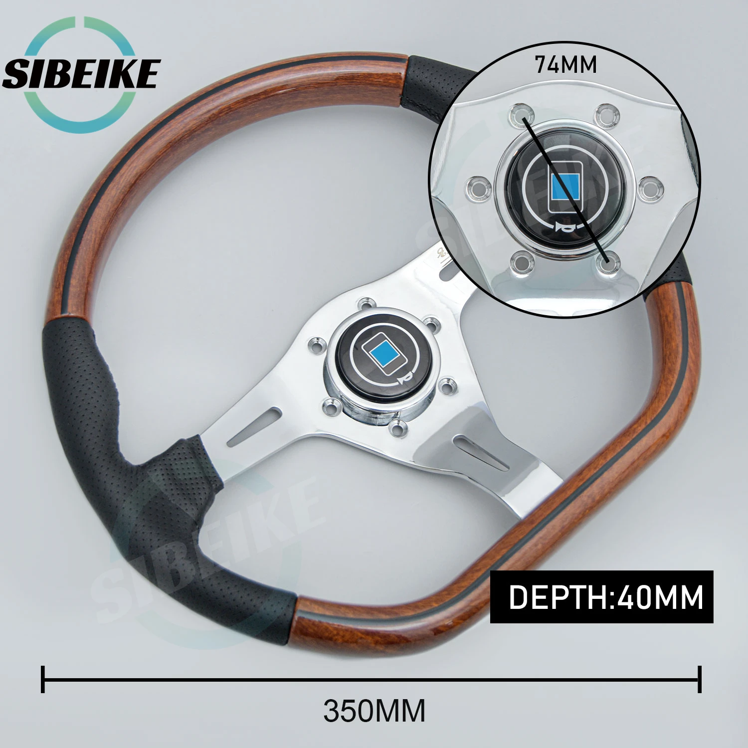 JDM 14 インチクラシック D シェイプレザー木製ステアリング