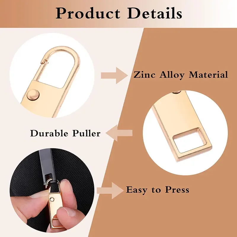 Zipper Pullers 5/10Pcs Replacement Instant Zipper Tab Repair Zippers Handle Mend Fixer Buckle for Suitcase Sewing Craft