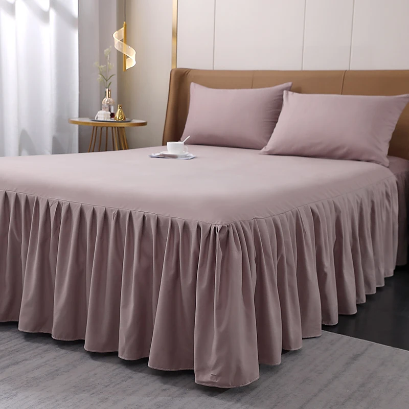 Twin Full Queen Size Bedspread Bed Sheets Home Decor Bed Skirt With 2 Pcs Pillowcase Dustproof Ruffles Bedsheets - Image 5