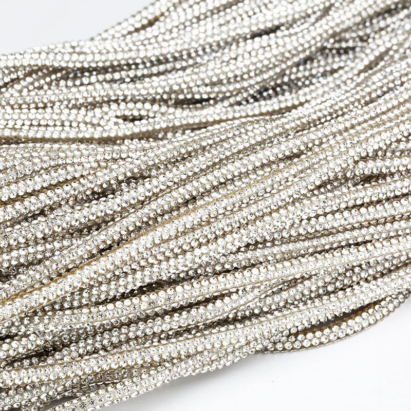 Popular 3mm Thickness Crystal Glass Rhinestone Rope Iron On Clothes bags shoes DIY Garment Accessories Decoration 2 Yards hot fix rhinestones crystal rhinestones glass rhinestones rhinestone crystals rhinestone accessories rhinestones beads