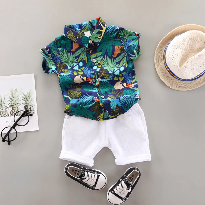 

Summer Kids Clothes Set 2022 Baby Boy Printed Shirt Shorts Set 0-4 Years Kids Casual Clothes for Infants Beach Vacation Outfits