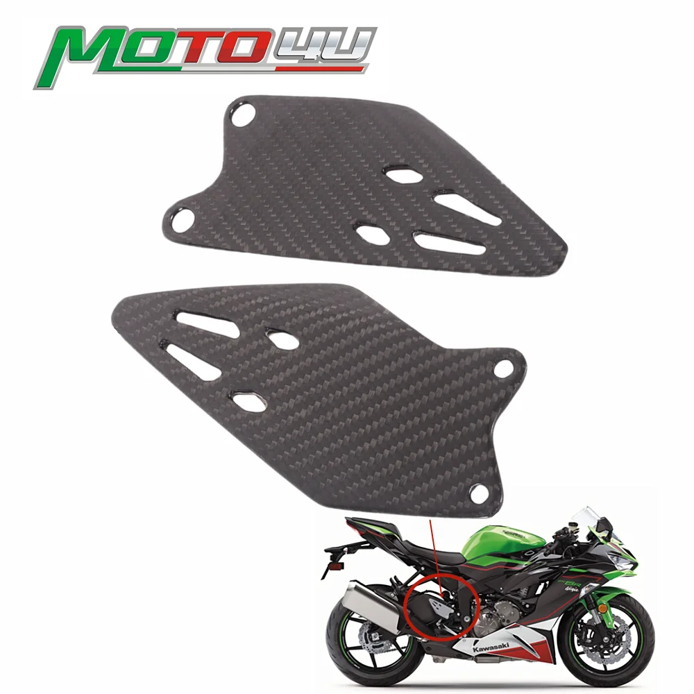 Kit Cola Fibra De Carbono Real Para Kawasaki ZX-6R ZX-636 (2019-2025): 5 Piezas Con Brillo UV