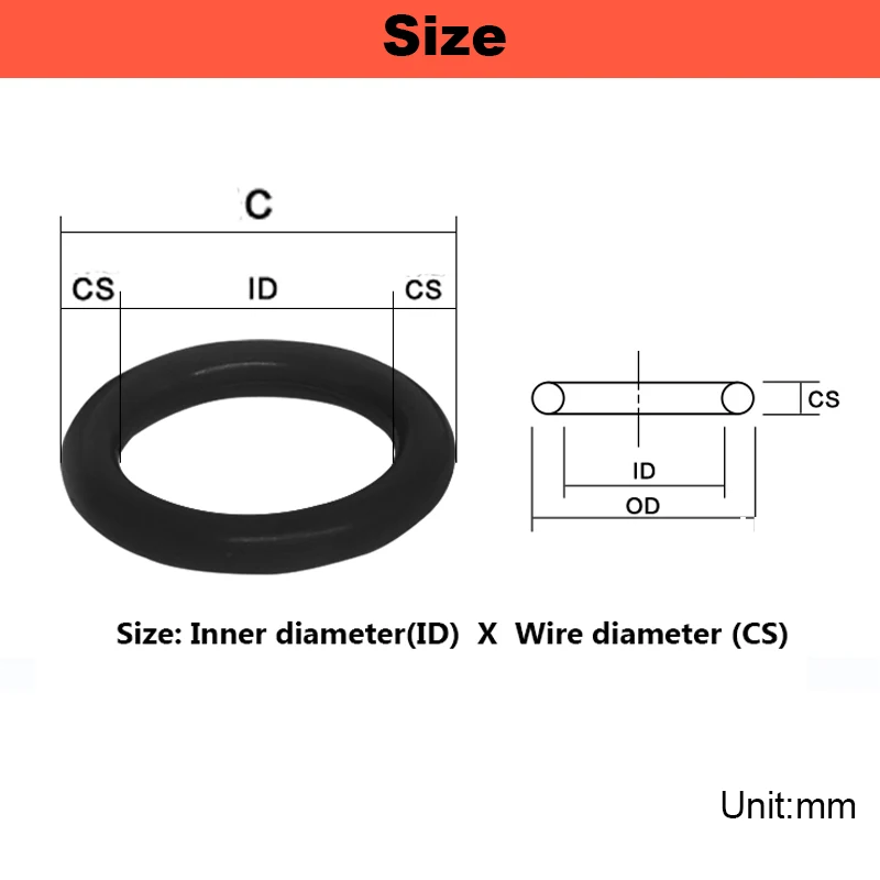 NBR/VMQ Automotive O-ring Corrosion-resistant Oil Seal Black Nitrile Rubber O-ring Gasket Silicone Ring CS 1.93.1mm 