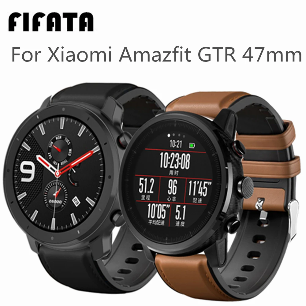 

FIFATA 22MM Silicone Leather Watch Strap For Xiaomi Huami Amazfit GTR 47MM/GTR 2/Stratos 3/Huawei GT 46MM/GT 2 46MM Smart Watch