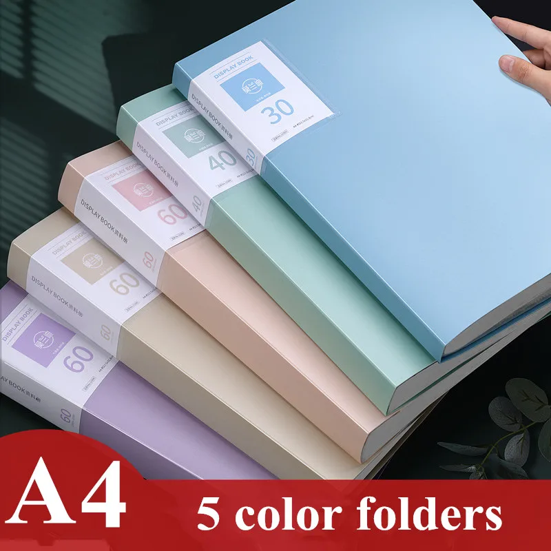 

A4 60 Sheets File Folder for Documents Waterproof Ring Binder Paper 5pcs Filing Storage Artist Organizer Office Student Supplies