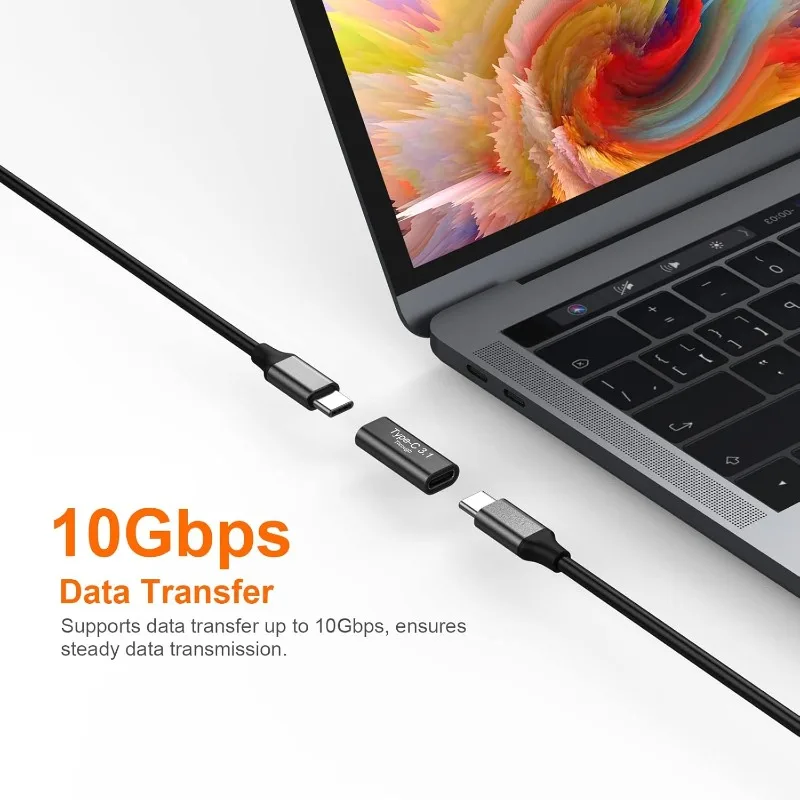 2PCS USB-C 암-USB-C 암 알루미늄 커넥터 어댑터는 4K 비디오, 고속 충전 및 10Gbps 데이터 전송을 지원합니다. (검정색)