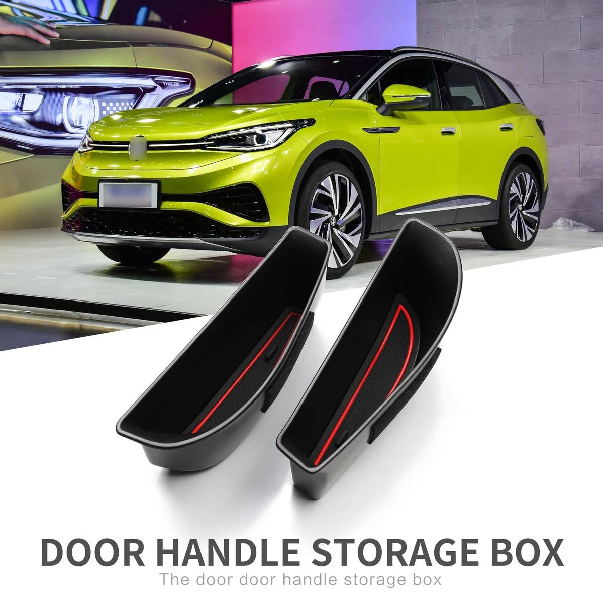 Smabee for VW ID.4 ID4 ID 4 Door Handle Storage Box Accessories Front Rear Door Holder Tray Car Organizer Container — view 3