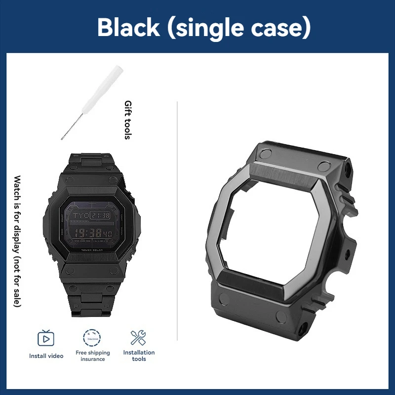 thumbnail image 1 of Correa de caja de metal GX-56 para Casio G-SHOCK Giant G Large Square GX-56BB GXW-56 Pulsera con bisel para hombre Plata Oro Negro Kit de herramientas de modificación, 1 of 5