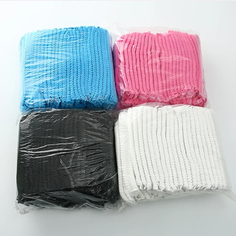 50PCS Disposable Bouffant Cap Non Woven Bath Shower Hair Caps Food Service Medical Salon Spa Catering Workspace Head Cover Hat 3