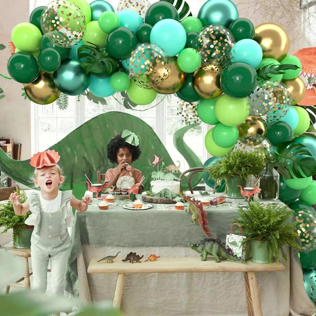 Kit Palloncini Per Festa Giungla 105 Pezzi - Tema Safari Per Compleanno Bambino E Bambina 3 Anni - Con Striscione E Decorazioni