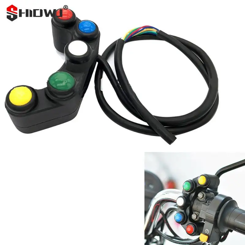 

Универсальный переключатель для мотоциклов, 5 кнопок, 22 мм, руль, ручка, 1 шт.