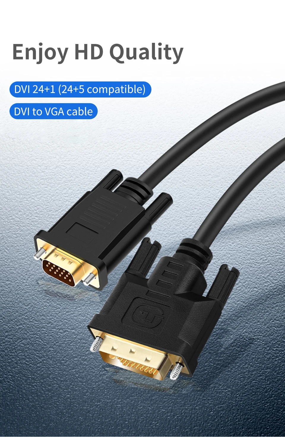 DVI VERS VGA 2m Adaptateur Vidéo Hd 1080p Dvi 24 + 5 Vers Vga, Câble