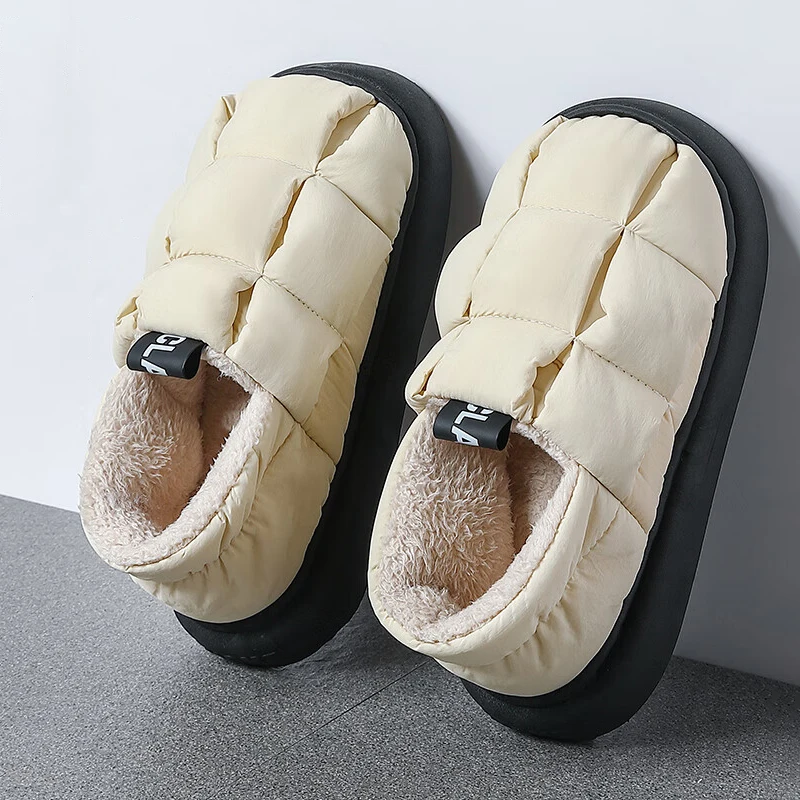 QYCKABY Down Shoes Platform Down Slippers Windproof Keep Warm Winter Outdoor Camping Hiking PVC Sole Fashion Dual Purpose Shoe