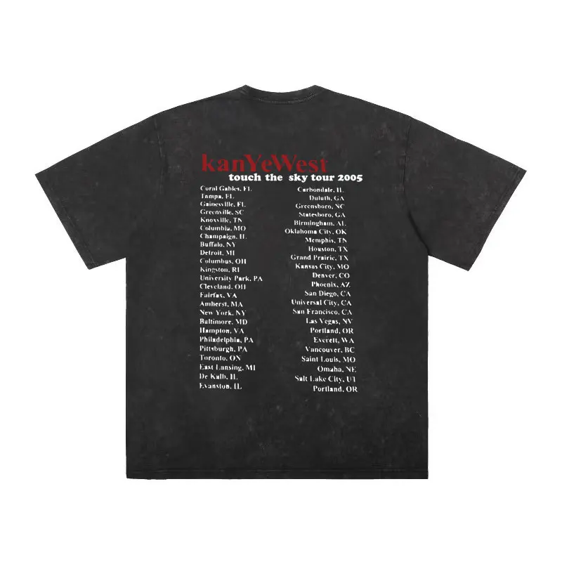Rapper Kanye West Late Registration Tour 2005 Vintage Washing T