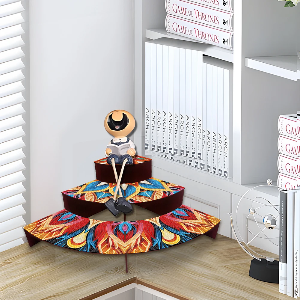 3 Tier Wood Flowers DIY Diamond Painting Storage Holder for Home Study Office