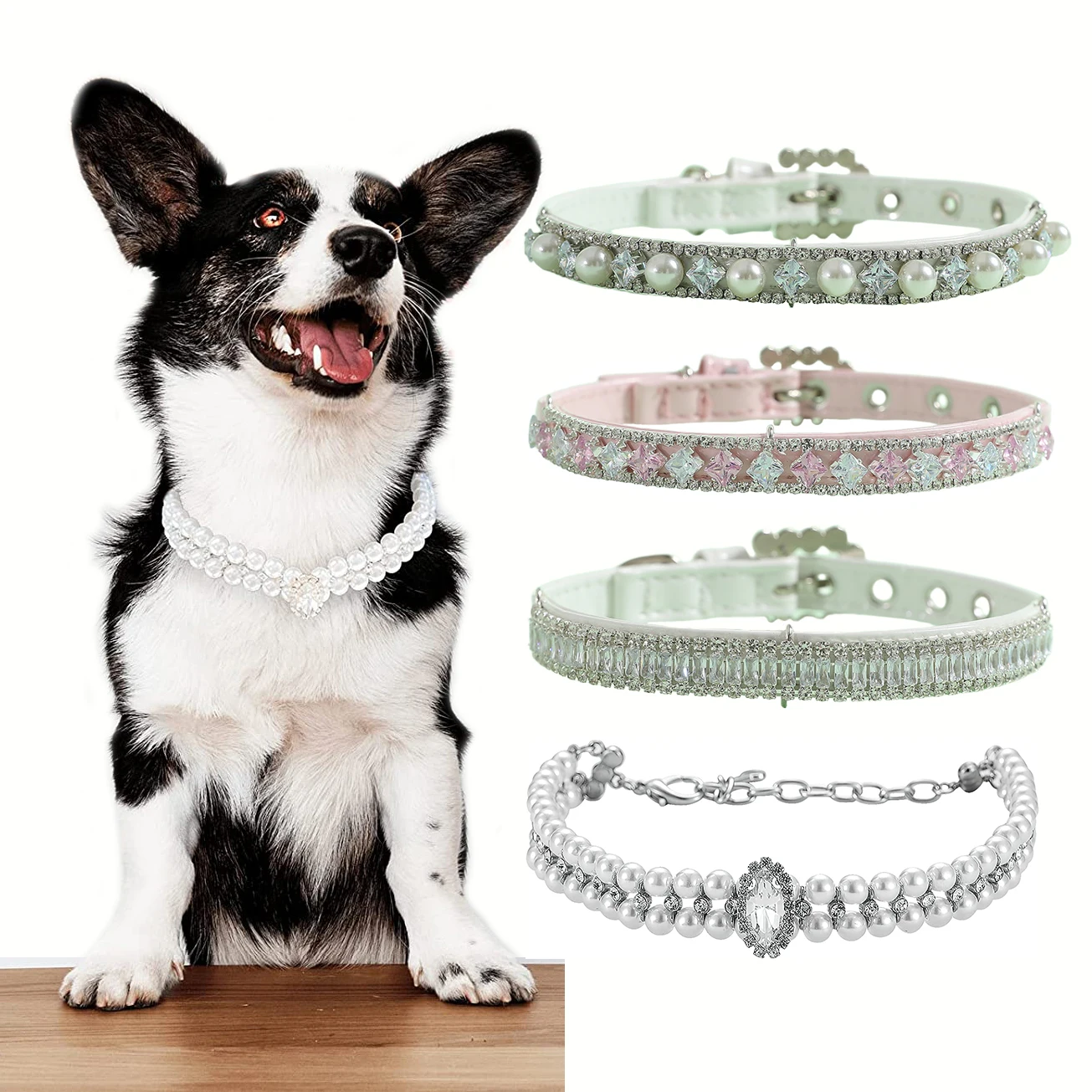 Luxury Rhinestone Puppy Collar for Small Dogs Cat Necklace Bling