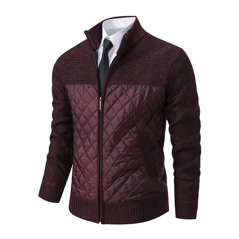 Description Picture 6 of item2023 New Cotton Thickened Men's Sweater Jacket Large Long Sleeve Zippered Knitted Coat Stand Up Collar Cardigan