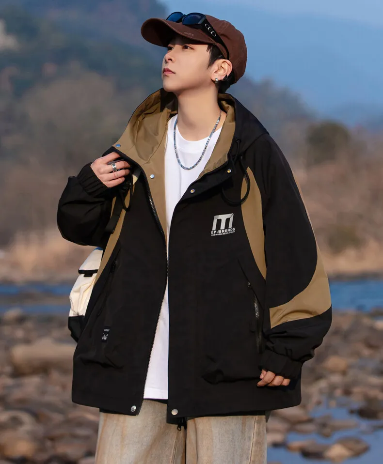 Hochwertige Herren-Kapuzenjacken für Outdoor-Aktivitäten 2026 Frühling Herbst Lose Freizeitjacken Jugend Streetwear Oberteile Winddichte Parkas – Detail 13